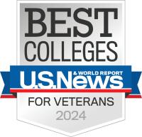 US News and World Report badge stating that 뿪¼ is a Best College for Veterans, 2024